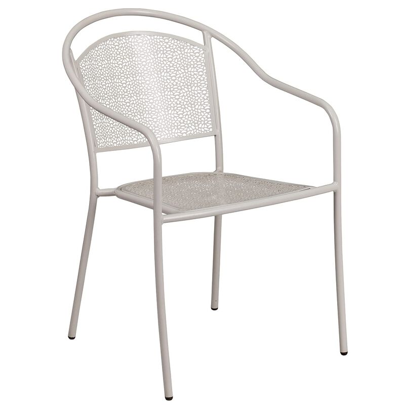 Flash Furniture Commercial Grade 30" Round Light Gray Indoor-Outdoor Steel Folding Patio Table Set with 4 Round Back Chairs