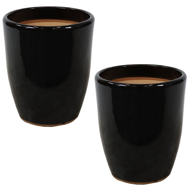 Sunnydaze Captivating Vista Ceramic Planter - 11.5" - Set of 2