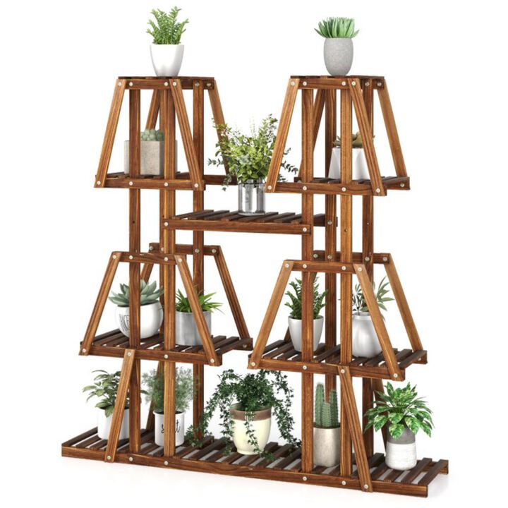 Hivvago 5-Tier 10 Potted Wood Plant Stand for Multiple Plants
