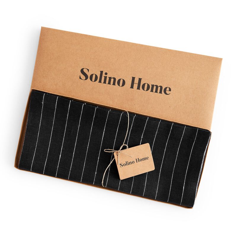 Solino Home 100% Pure Linen Table Runner | Pinstripe