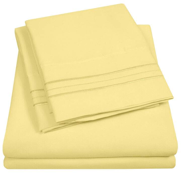 5 Piece Sheet Set, Ultra Soft 1800 Series Collection - Split King, Royal Blue