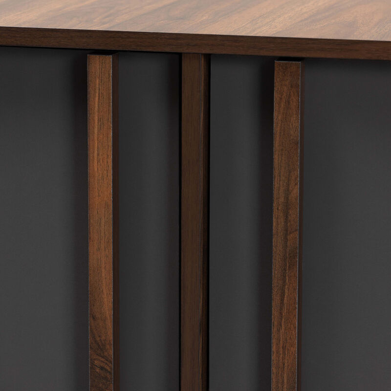 Baxton Studio Naoki Modern Two Tone Grey and Walnut Finished Wood 2 Door Shoe Cabinet