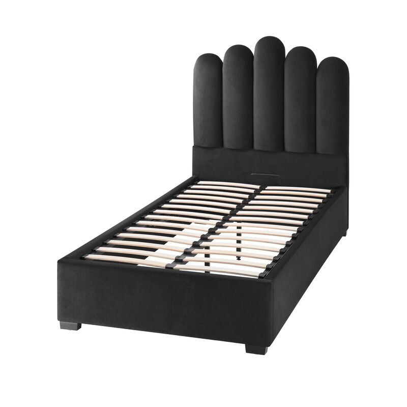 Inspired Home Goldy Velvet Platform Bed