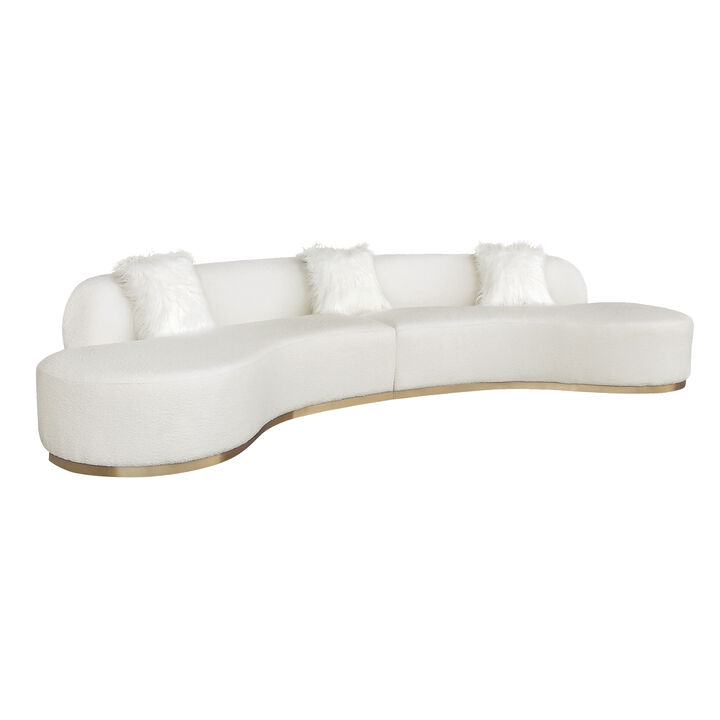 Pasargad Home Simona Collection Curved Sofa with 3 Pillows