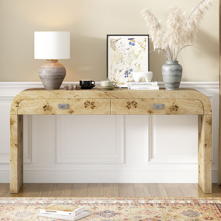 Merax Modern Burl Wood Veneer Entryway Console Table