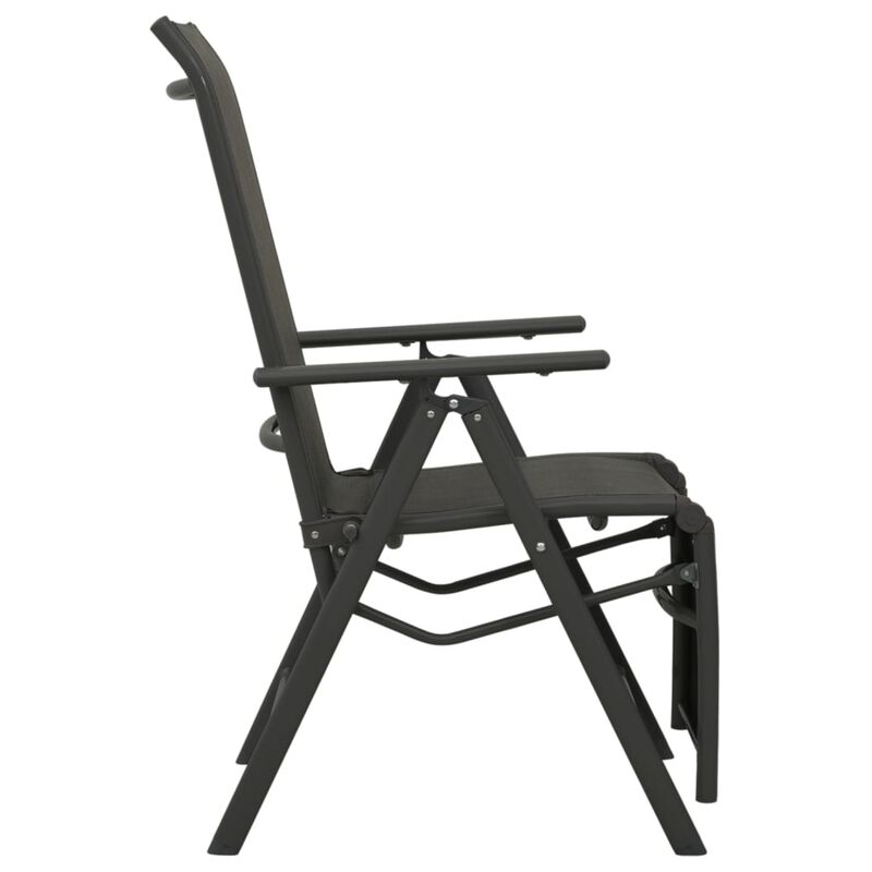 vidaXL Reclining Patio Chairs 2pcs Textilene and Aluminum Black