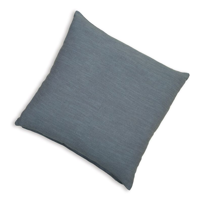Ina 22 Inch Accent Throw Pillow Set of 4, Square, Classic Blue Cotton Linen -