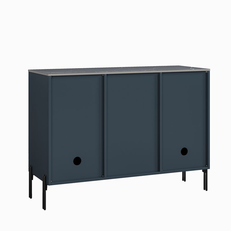 FESTIVO 42" Modern Wine Cabinet with Metal Glass Rack and Drawers