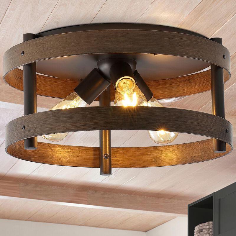 Cooper 3-Light Farmhouse Industrial Iron LED Flush Mount