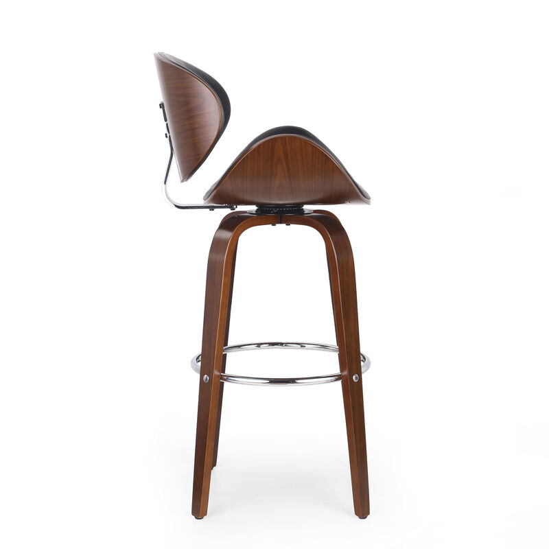 Merax Mid-Century Modern Upholstered Swivel Barstool