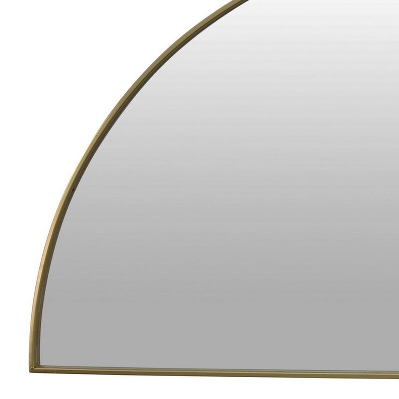 Lima Decorative Wall Mirror, Round Semicircular 30 x 60, Gold Frame - Benzara