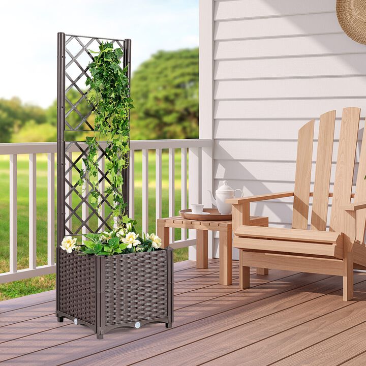 Raised Garden Bed with Trellis Planter Box for Climbing Plants