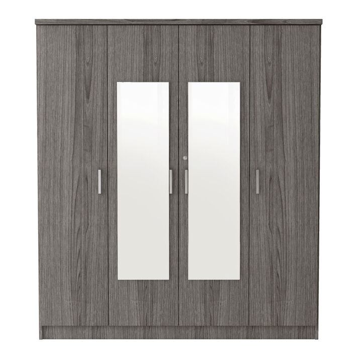 Merax 4-Door Mirror Wardrobe with Shelves