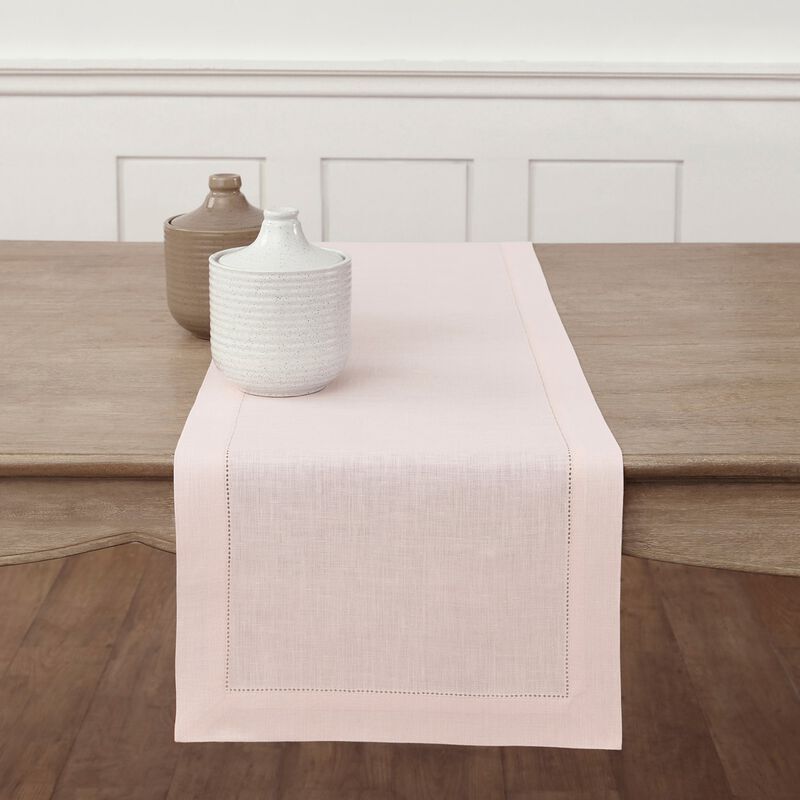 Solino Home 100% Pure Linen Table Runner | Classic Hemstitch for Thanksgiving, Christmas
