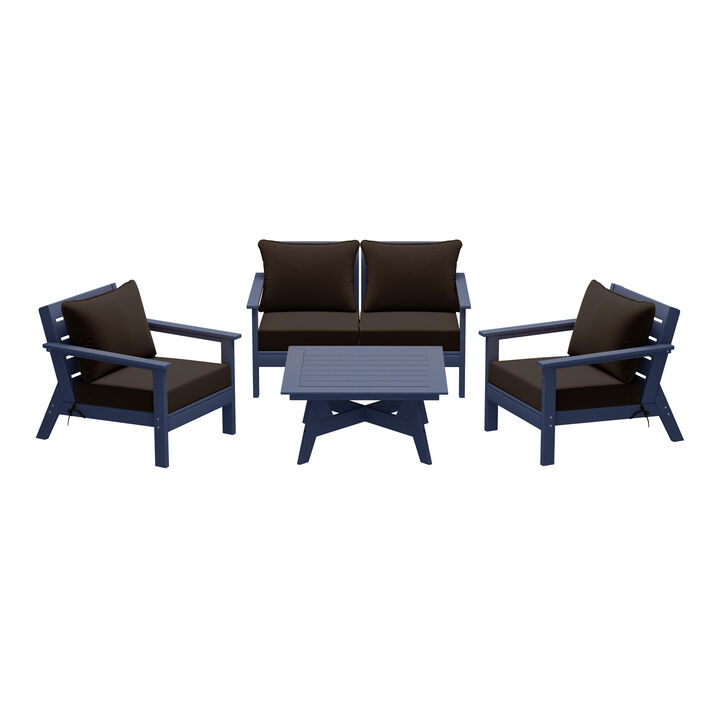WestinTrends Outdoor 5-Piece Modular Sectional Patio Furniture Sofa Set