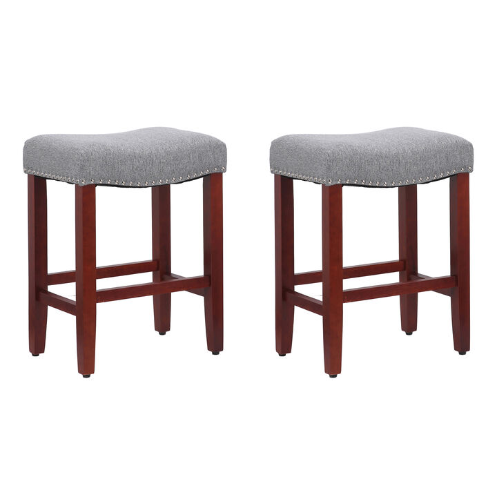 WestinTrends 24" Upholstered Saddle Seat Counter Stool (Set of 2)