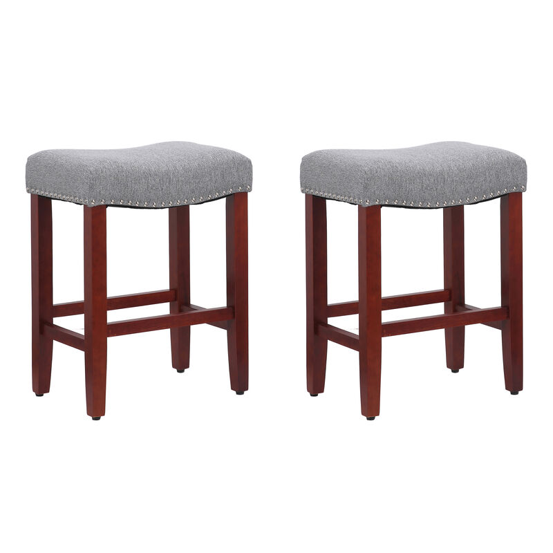 WestinTrends 24" Upholstered Saddle Seat Counter Stool (Set of 2)