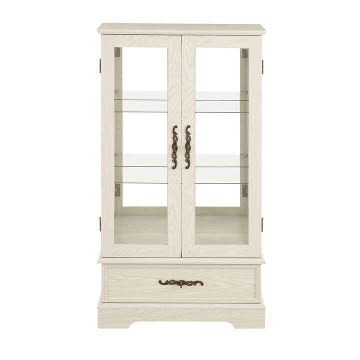 25.98 in. Display Cabinet with 1 Drawer and 2 Glass Doors