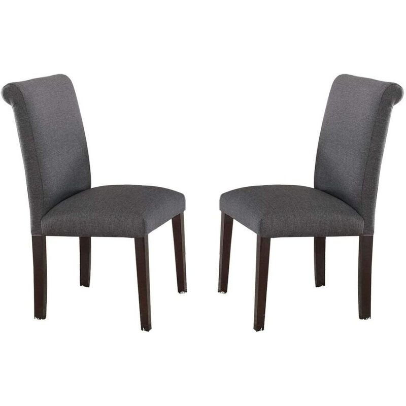 Blue Grey Polyfiber Dining Chairs Set Of 2