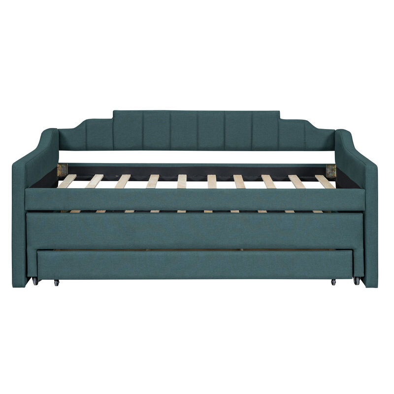 Merax Upholstered Daybed with Trundle and Drawers