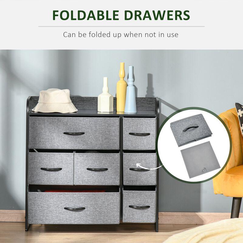 Gray Bedroom Storage: 7-Drawer Fabric Chest with Steel Frame