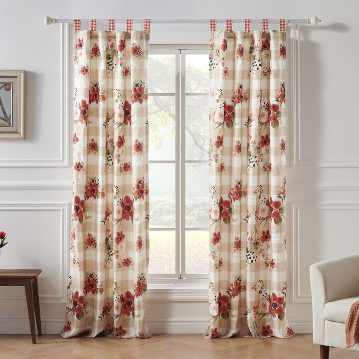 Wheatly Farmhouse Gingham Blackout Curtain Panels Pair 48" x 84" Greenland Home Fashion