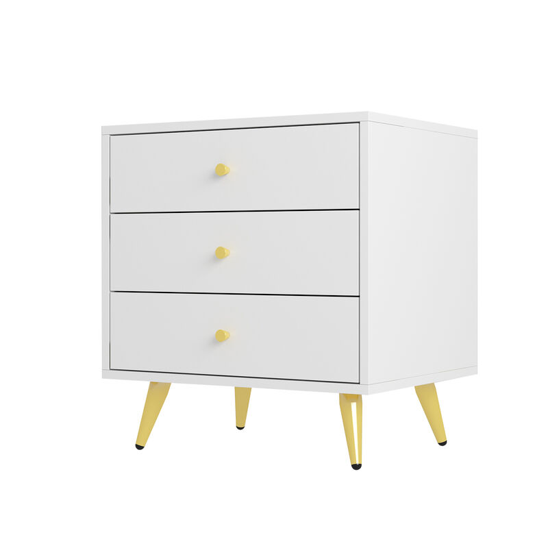 FUFU&GAGA Nightstand with Contemporary Design, 3 Drawers, Durable Composite Material, (19.7" W x 15.7" D x 20.8" H), White
