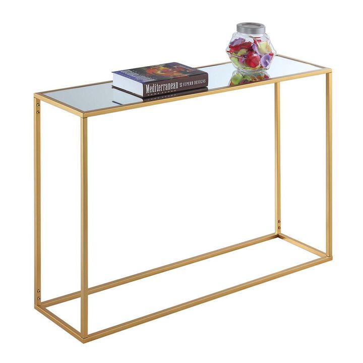 Convenience Concepts Gold Coast Mirrored Console Table, Mirrored Top/Gold Frame