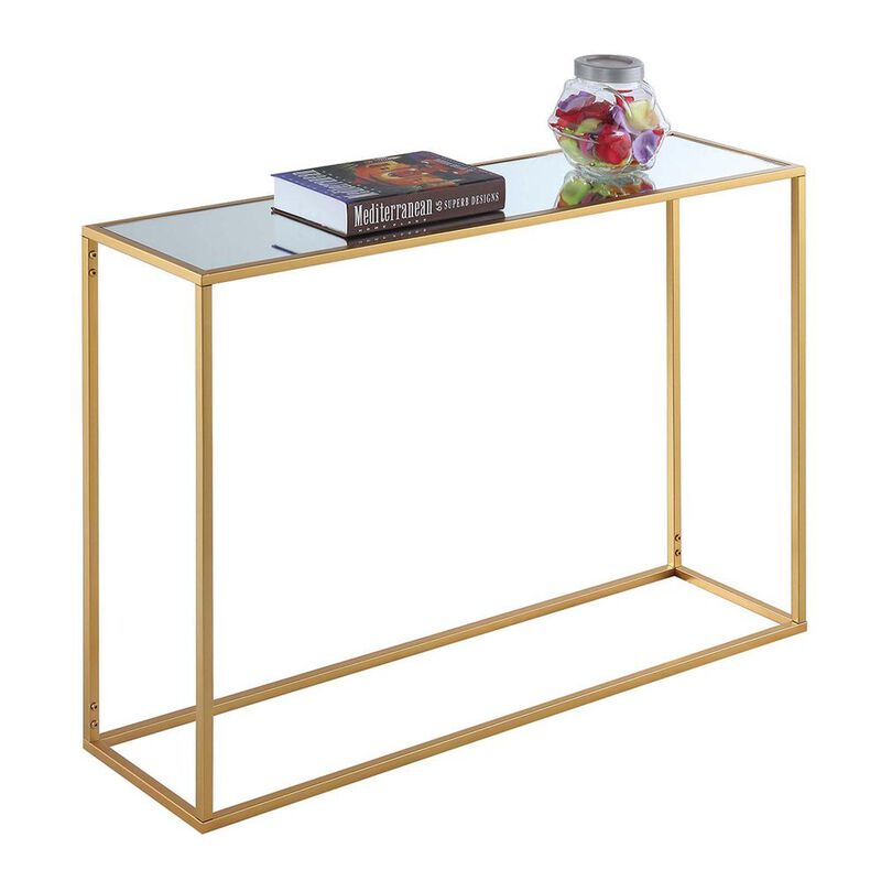Convenience Concepts Gold Coast Mirrored Console Table, Mirrored Top/Gold Frame