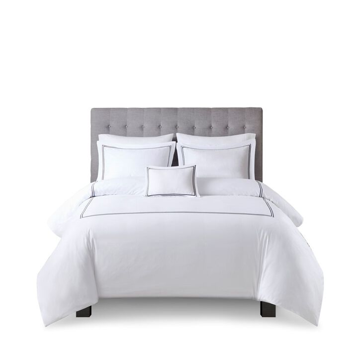 Gracie Mills Mooney 500 Thread Count Embroidered Cotton Sateen Duvet Cover Set