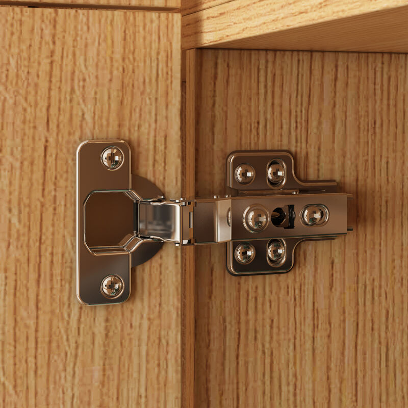 FUFU&GAGA Natural Wood 4-Door Wardrobe, MDF & Rubberwood Construction (63" W x 66.9" H x 18.1" D), Natural Wood Finish