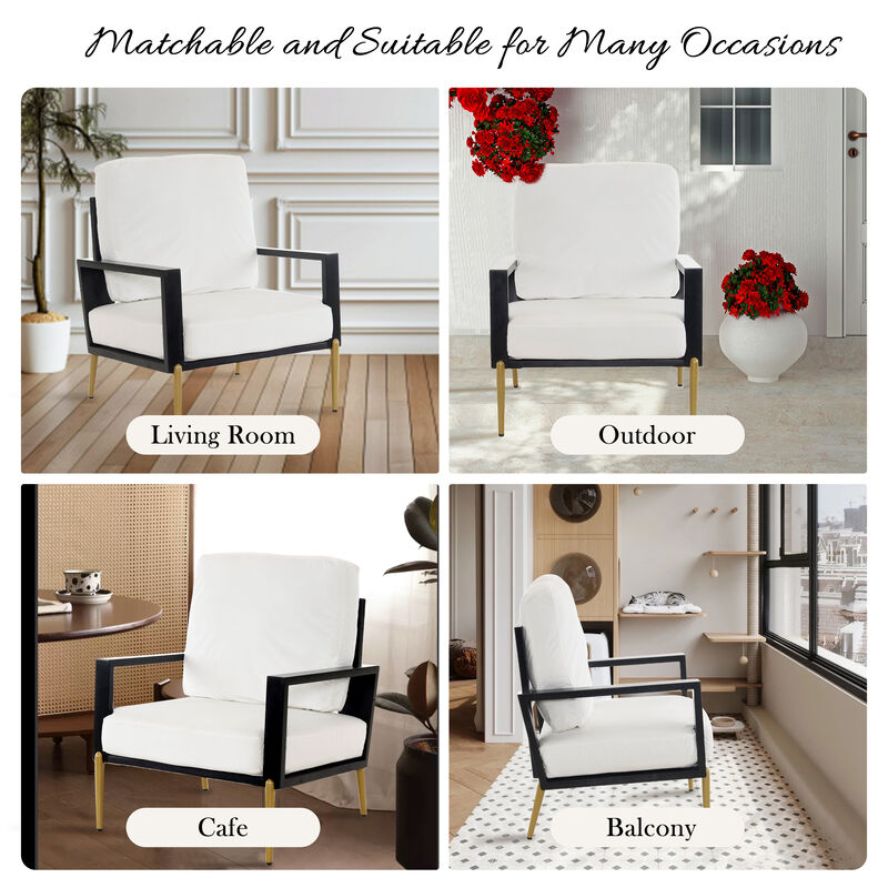 Merax Accent Armchair with Gold Metal Legs