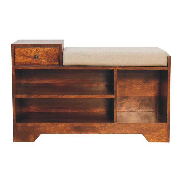 Artisan Furniture Solid Wood Retreat Chestnut Shoe Bench