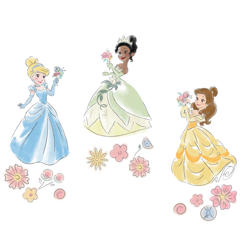 Lambs & Ivy Disney Princesses Wall Decals/Stickers - Belle/Tiana/Cinderella