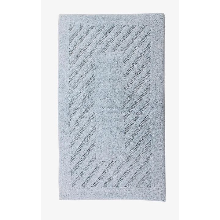 Knightsbridge Diagonal Racetrack 100% Cotton Reversible Bath Rug 24 X 40 Light Blue