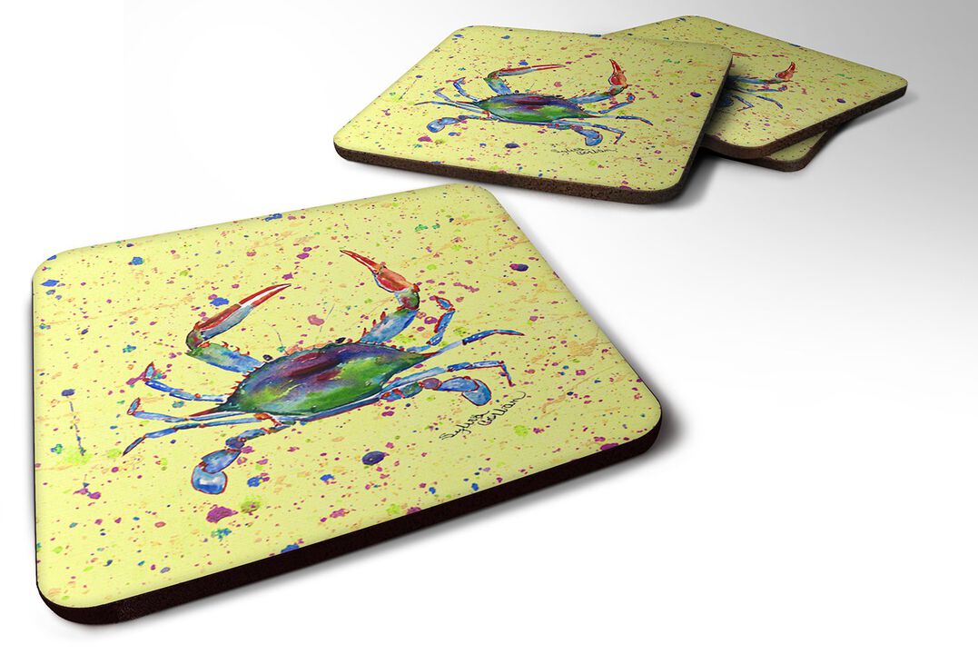 Caroline's Treasures 8452FC Crab Foam Coasters (Set of 4), 3.5 H x 3.5 W, Multicolor