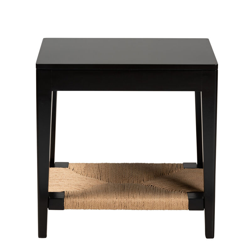 Bali & Pari Freya Modern Bohemian Black Finished Bayur Wood End Table