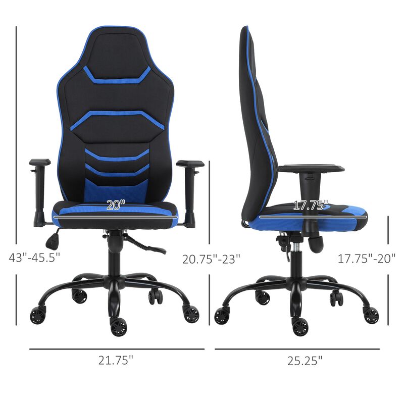 Blue Racing Office Chair: High Back, Tilt, Adjustable Armrest