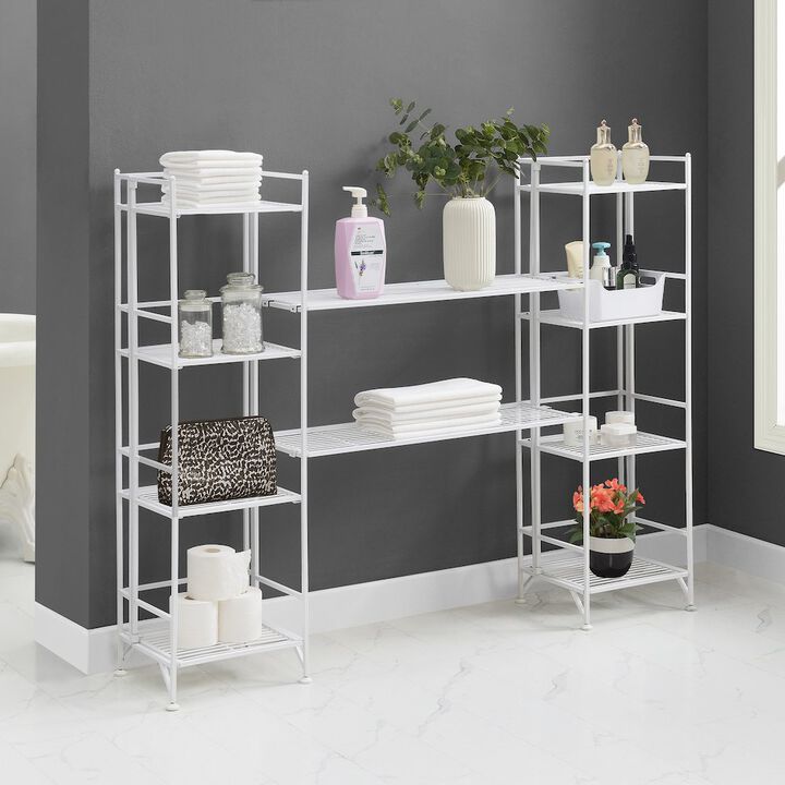 Convenience Concepts Xtra Storage 4 Tier Folding Metal Shelves with Set of 2 Deluxe Extension Shelves