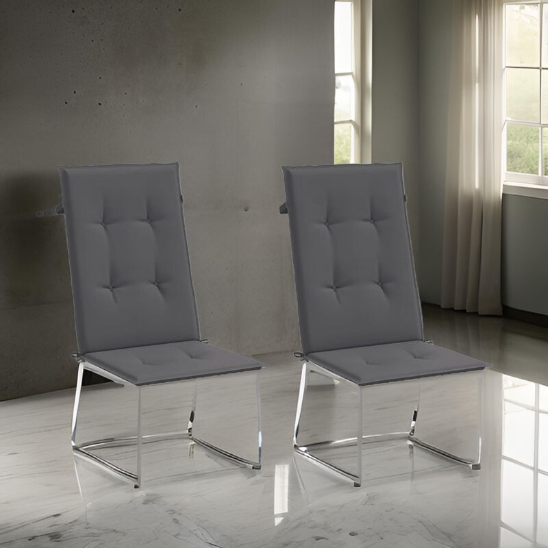 Outdoor Cushions for High Back Chair, Set of 2, Gray Fabric, 47 Inch - Benzara