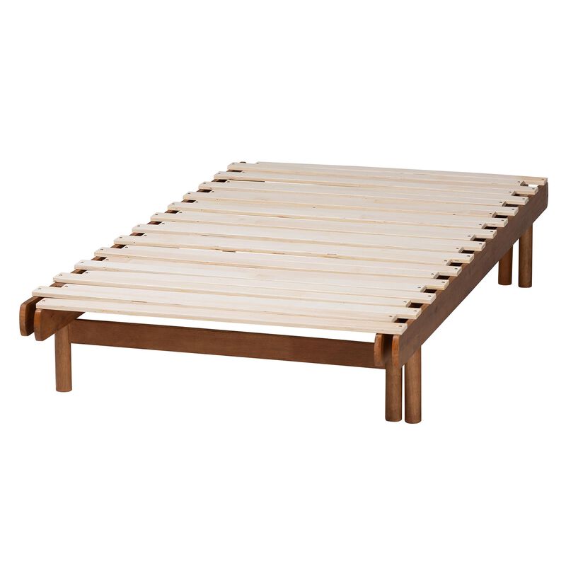 Baxton Studio Bolivia Mid Century Modern Walnut Brown Wood Expandable Twin To King Bed Frame