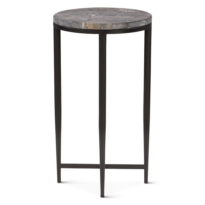 World Interiors Mumbai 17 Side Table in Grey Septarian with Iron Base