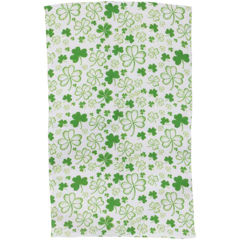 Set of 2 Shamrocks and Plaid St. Patrick's Day Kitchen Tea Towels 26"