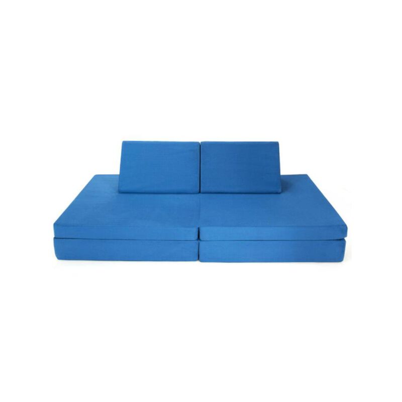 Hivvago 4 Pieces Convertible Kids Couch Set with 2 Folding Mats