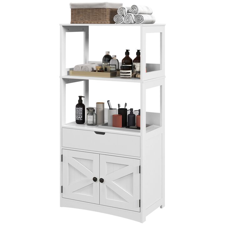 White Farmhouse Bathroom Cabinet: Linen Storage, 23.5"x13"x48.5"