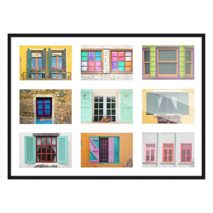 17.5x23.5 Wood Collage Frame with White Mat For 9 5x7 Pictures