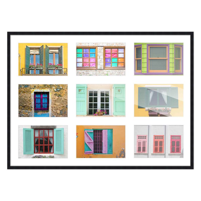 17.5x23.5 Wood Collage Frame with White Mat For 9 5x7 Pictures