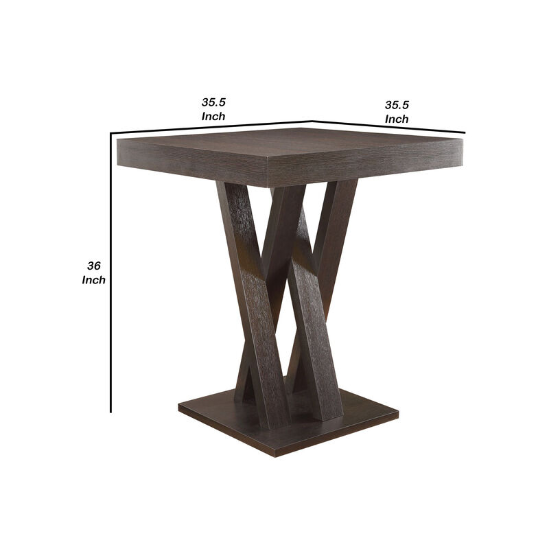Modern Style Wooden Counter Height Table, Brown-Benzara