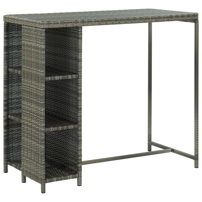 vidaXL Bar Table with Storage Rack Gray 47.2"x23.6"x43.3" Poly Rattan