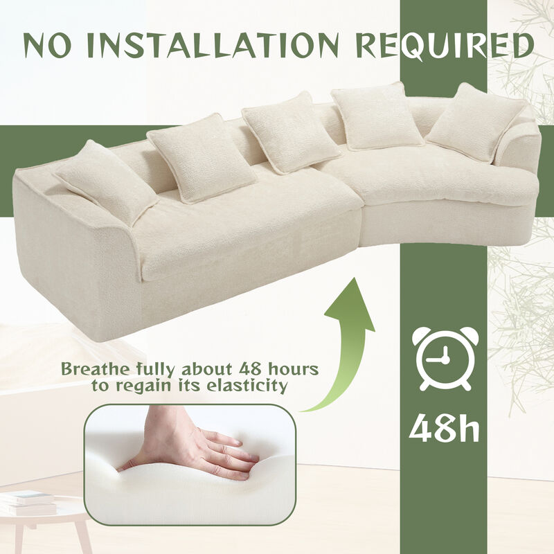 Merax 3-Seater Boucle Sofa with 5 Pillows